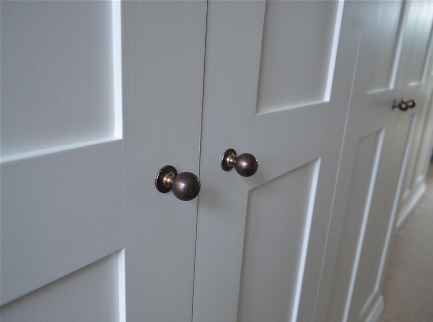 There are hundreds of different types of handles in a variety of different finishes. We will guide you through this choice making sure the style suits the rooms and the handle is ergonomically designed for your use.